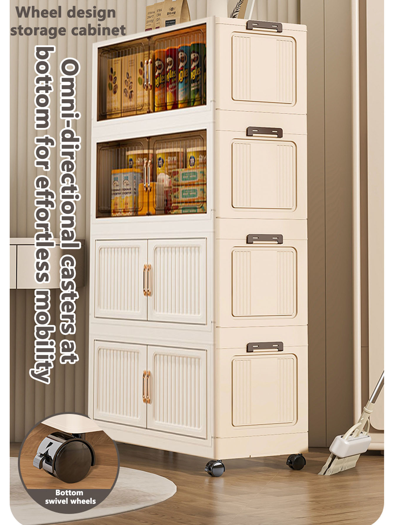 Tops - No-Assembly Foldable Rolling Storage Cabinet –