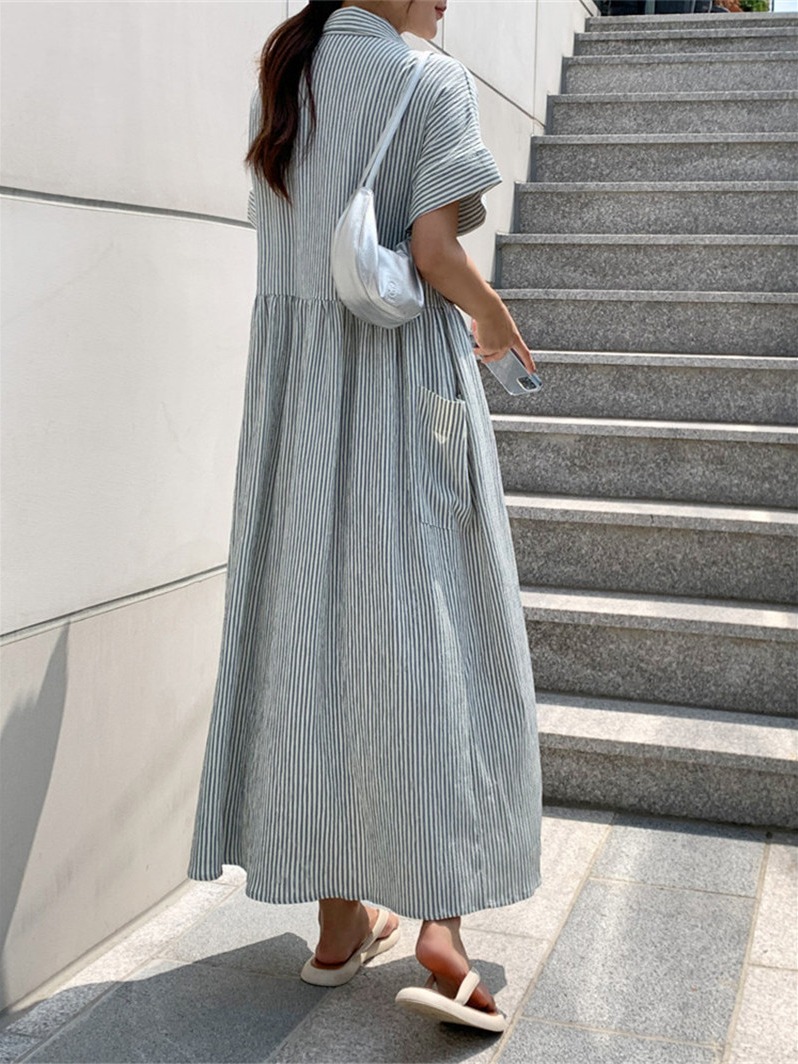 Retro Korean Style Slim Fit St - Korean Style A Line Shirt Dress 评论和价格