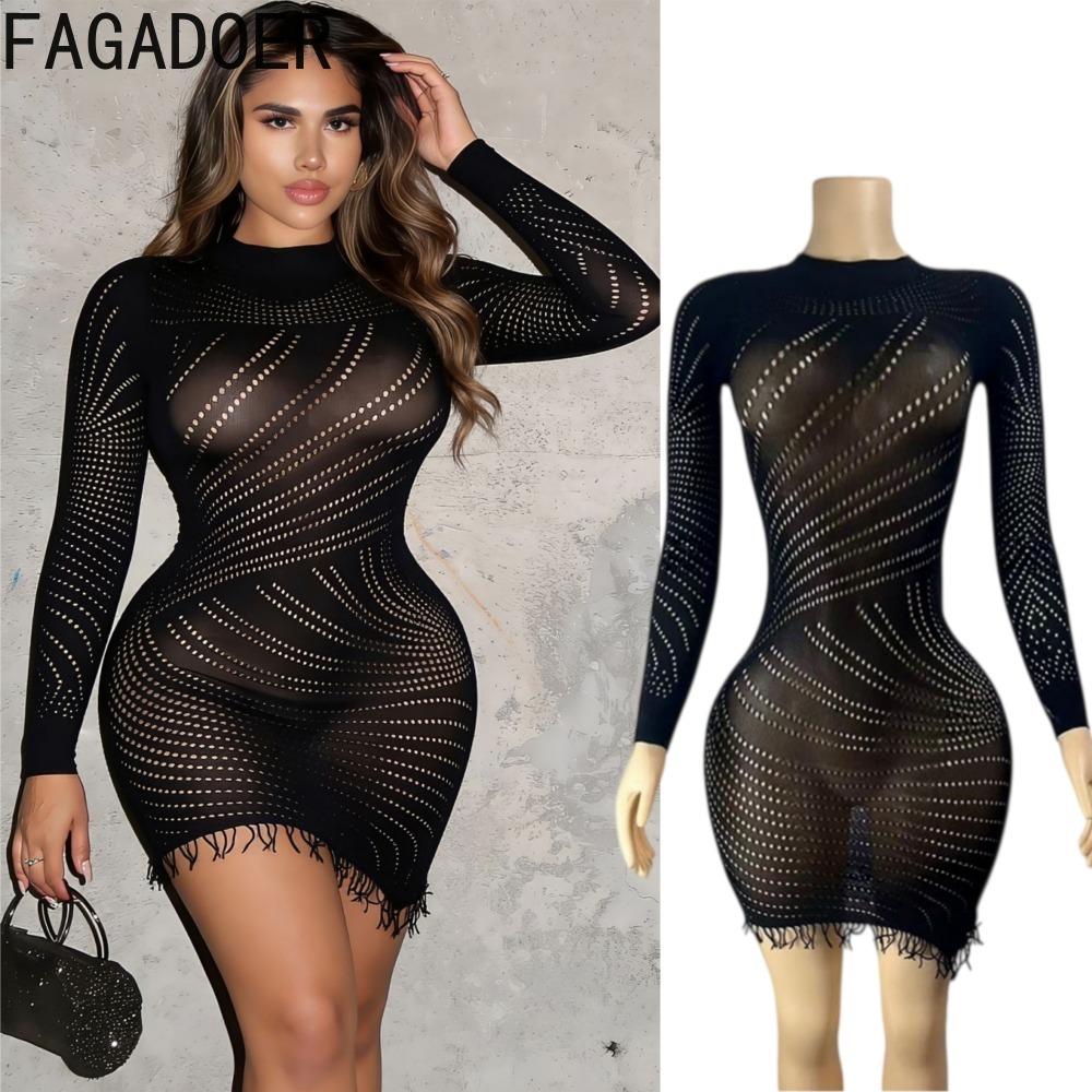 FAGADOER Womens Sexy Bodycon M - Sexy Mesh Sheer Bodycon Dress 评论和价格