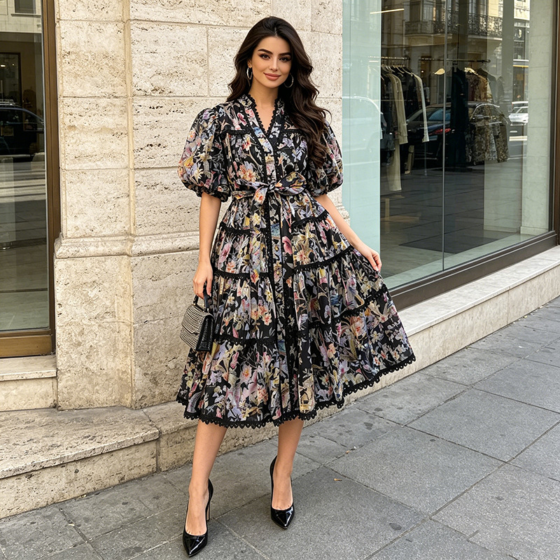 ZAMOR French Vintage Floral Te - French Vintage Floral Midi Dress 评论和价格