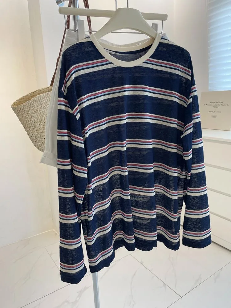 Minimalist Blue White Stripe L - Blouses 评论和价格