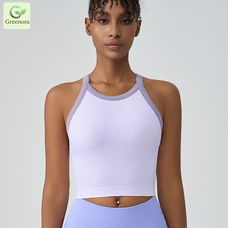 Greenora Ribbed Yoga Crop Top  - Seamless Ribbed Workout Tank Top 评论和价格