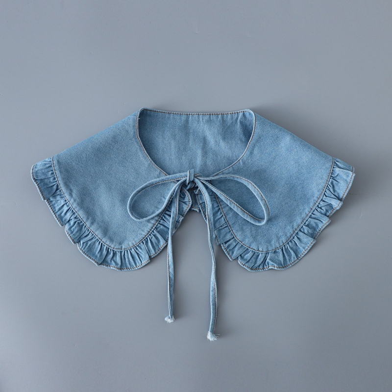 Sweet Blue Denim Ruffle False  - Blouses 评论和价格