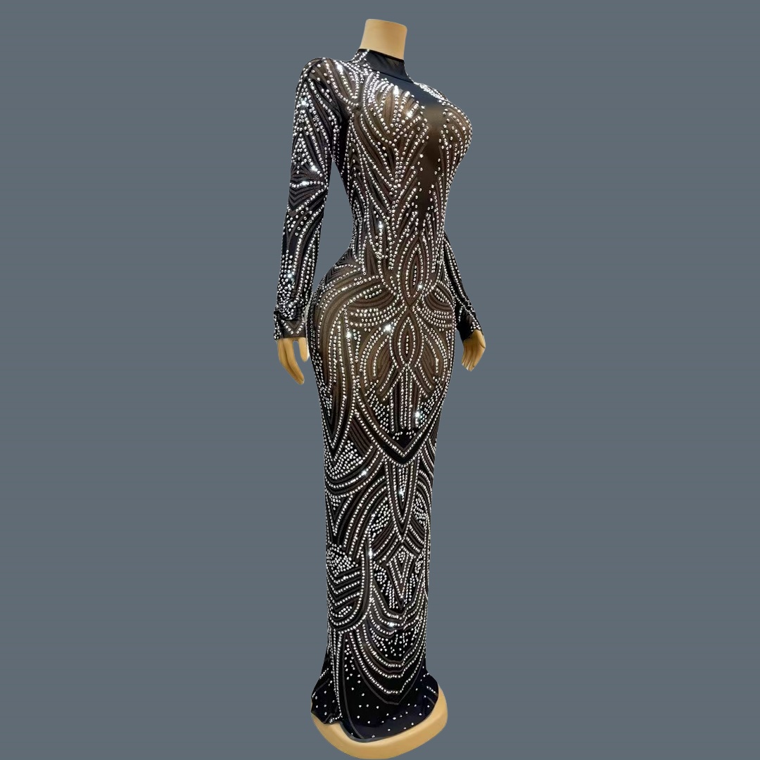 Black New Style Sparkly Rhines - Sparkly Rhinestone Club Party Dress 评论和价格